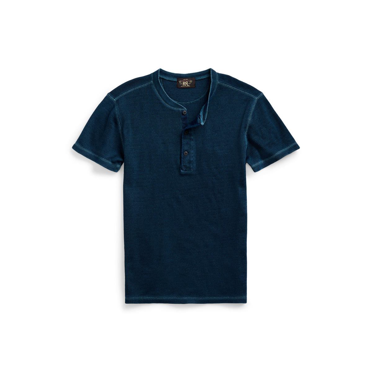 【RRL】Garment-Dyed Waffle-Knit Henley Shirt Double RL - Garment-Dyed Waffle-Knit Henley Shirt in