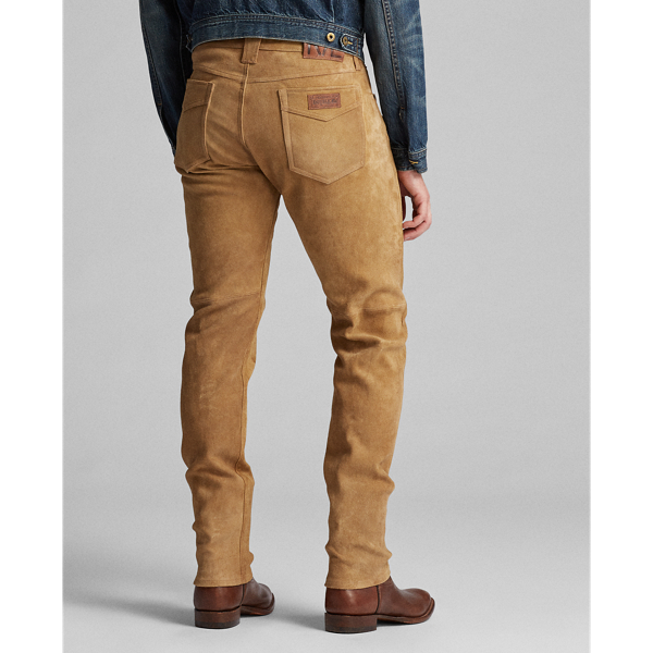 Tan Slim Fit Stretch Suede Trouser RRL 4