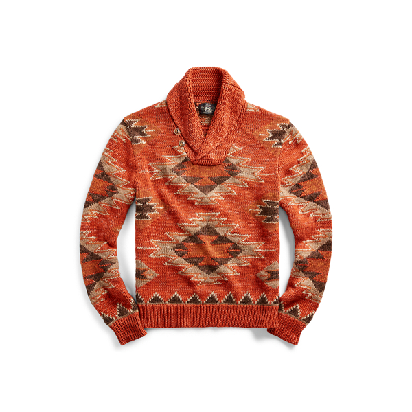 Linen-Blend Shawl Sweater RRL in 1