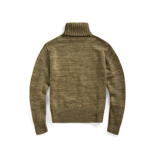 Green Cotton Roll Neck Jumper RRL 1