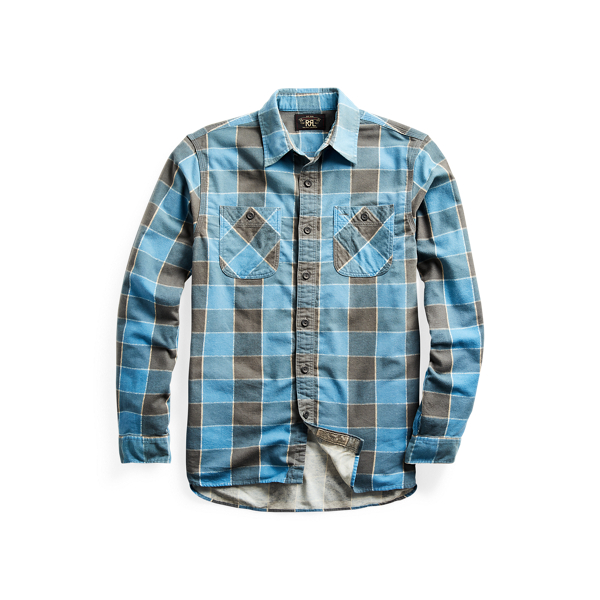 Plaid-Print Brushed Workshirt RRL em 1