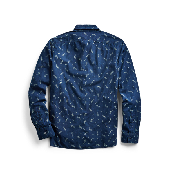 Dark Indigo/Cream Slim Indigo Print Workshirt RRL 2