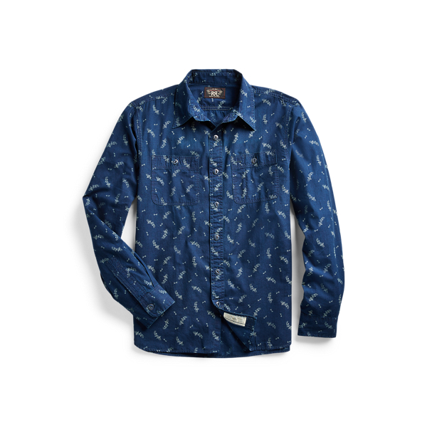 Slim Indigo Print Workshirt RRL 1