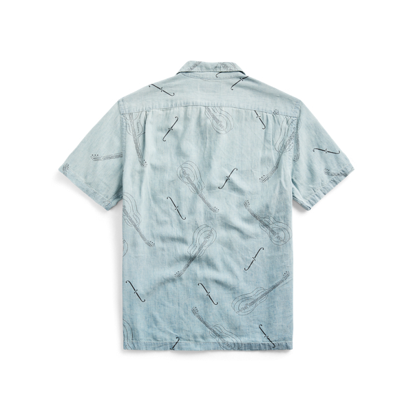 Light Indigo Guitar-Print Chambray Shirt RRL 2