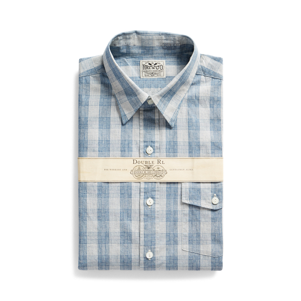 Slim Fit Indigo Checked Shirt RRL em 1
