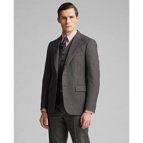 Black/Cream Wool Herringbone Suit Jacket RRL 3