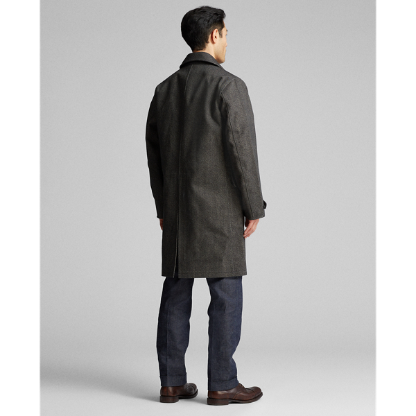 Charcoal Cream Herringbone-Print Raincoat RRL 4