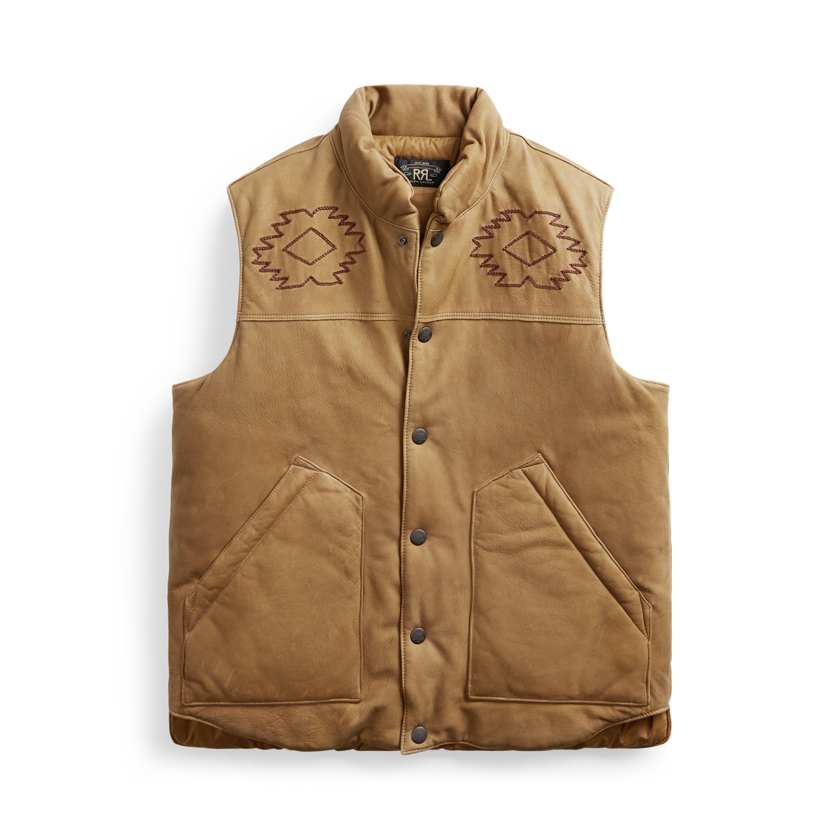 RRL STRIPED EMBROIDERED WESTERN VEST