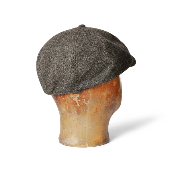 Black Cream Wool Herringbone Newsboy Cap RRL 2