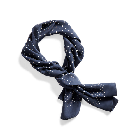 Мужской шарф Ralph Lauren Polka-Dot, цвет: Тёмно-синий / Кремовый