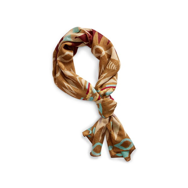 Cream & Green Multi Southwestern Wool-Silk Scarf RRL 2
