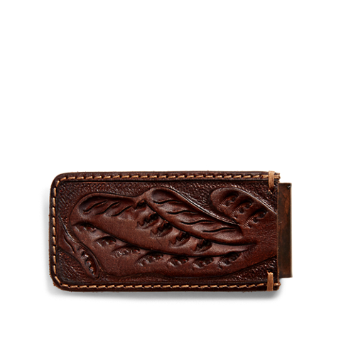 Ralph Lauren Hand-Tooled Leather Money Clip, цвет: Медный