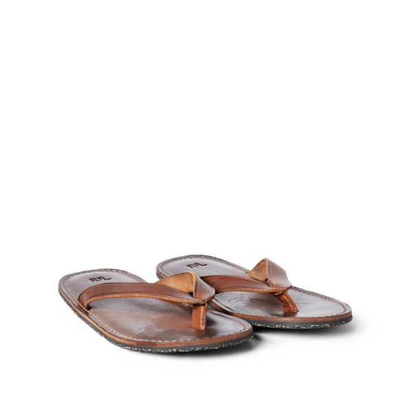 Dark Brown Leather Flip-Flop Sandal RRL 2