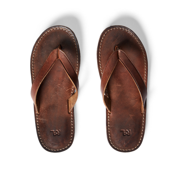 Dark Brown Leather Flip-Flop Sandal RRL 3