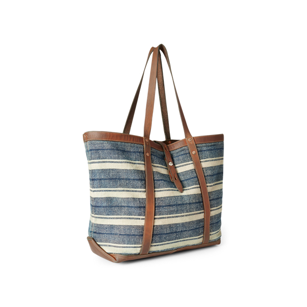 Indigo/Tan Indigo Striped Canvas Tote RRL 2