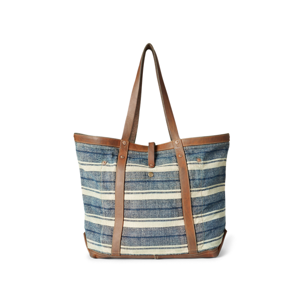 Indigo/Tan Indigo Striped Canvas Tote RRL 3
