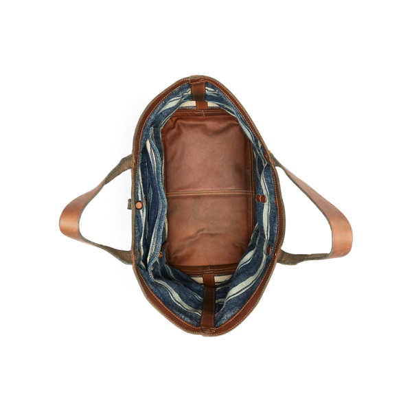 Indigo/Tan Indigo Striped Canvas Tote RRL 4