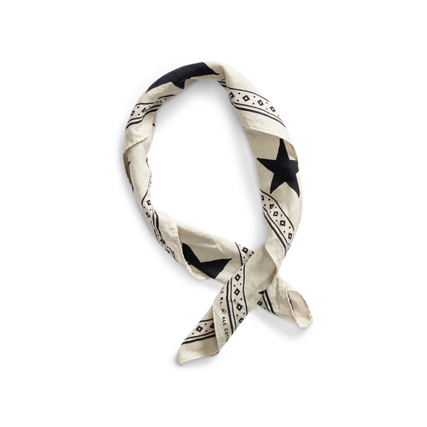 Cream/Black Print Cotton Bandana RRL 2