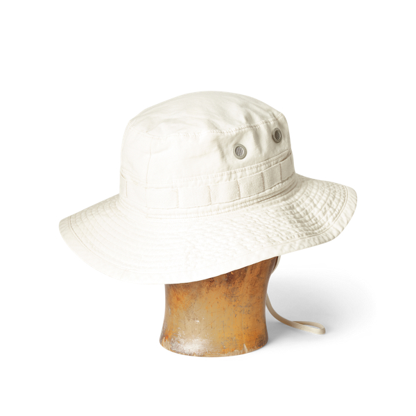 White Stonewash Cotton Ripstop Bucket Hat RRL 2