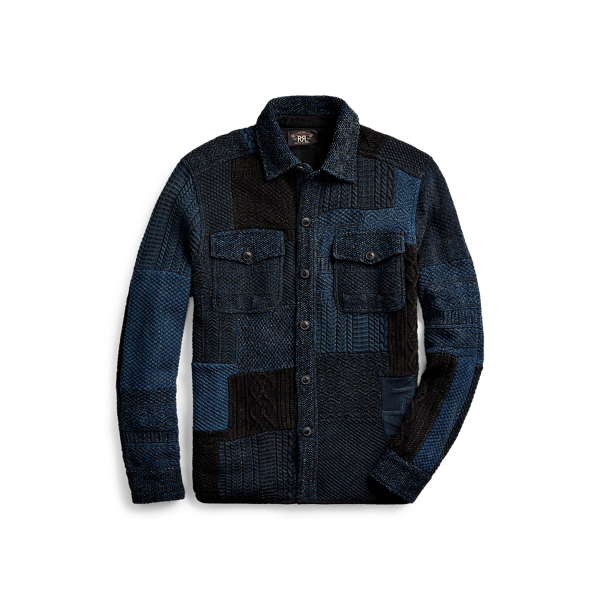 Maglia a camicia patchwork indaco RRL in 1