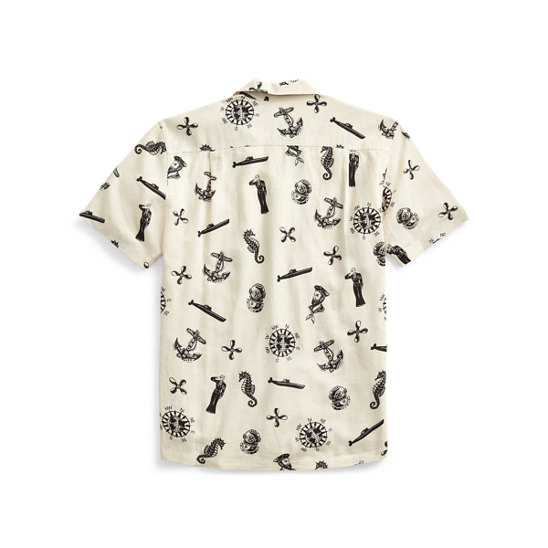 Cream/Black Nautical-Print Camp Shirt RRL 2