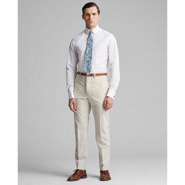 Cream/Blue Slim Pinstripe Suit Trousers RRL 3