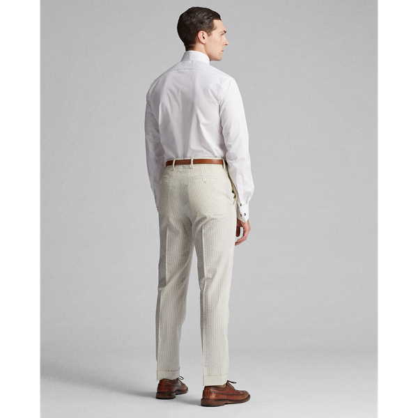 Cream/Blue Slim Pinstripe Suit Trousers RRL 4