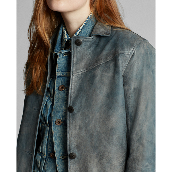 Indigo Indigo Leather Jacket RRL 5