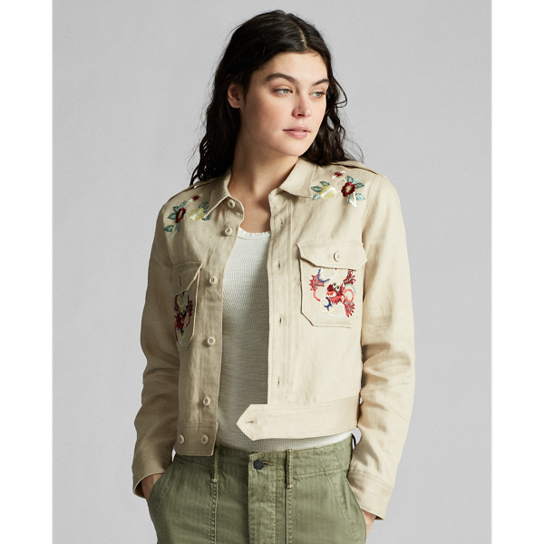Tan Embroidered Linen Jacket RRL 3