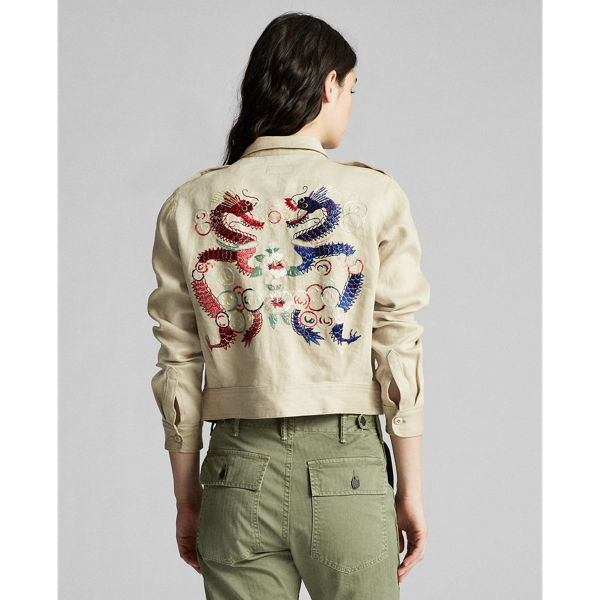 Tan Embroidered Linen Jacket RRL 4
