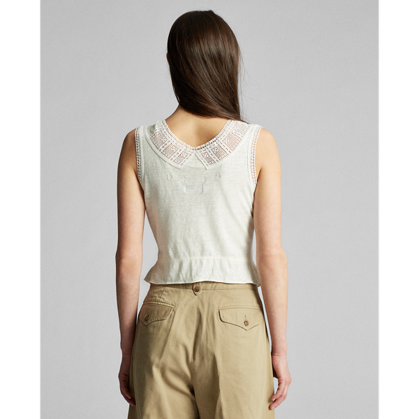 White Crochet-Trimmed Camisole RRL 4
