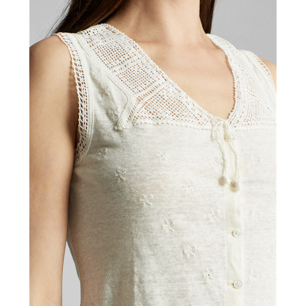 White Crochet-Trimmed Camisole RRL 5