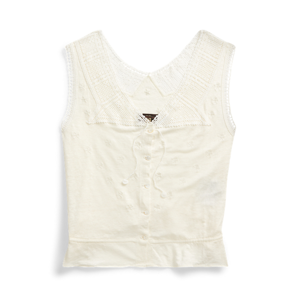 White Crochet-Trimmed Camisole RRL 2