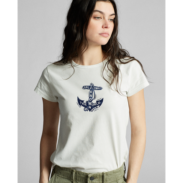 Off White Anchor-Graphic Cotton Tee RRL 5