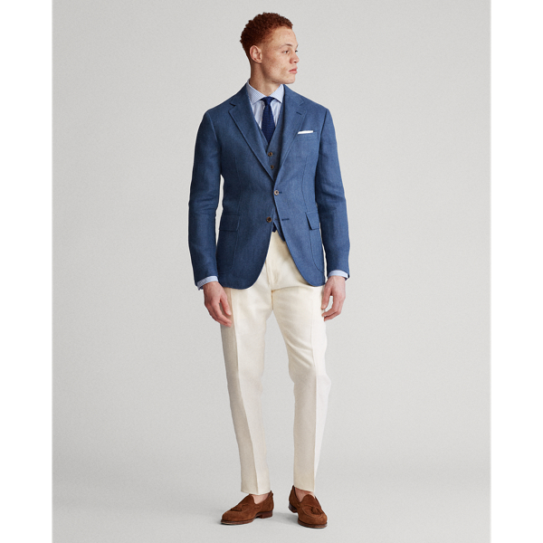 Washed Blue Linen Herringbone Sport Coat Polo Ralph Lauren 4
