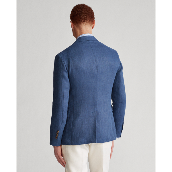 Washed Blue Linen Herringbone Sport Coat Polo Ralph Lauren 5