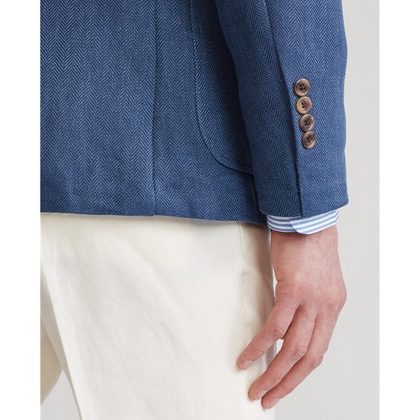 Washed Blue Linen Herringbone Sport Coat Polo Ralph Lauren 6