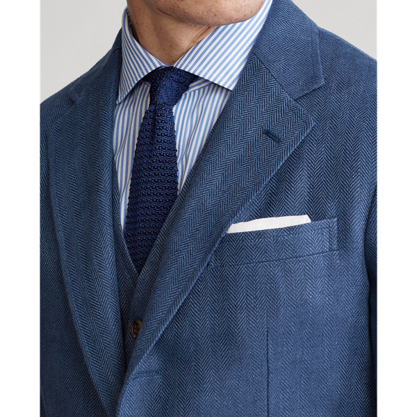 Washed Blue Linen Herringbone Sport Coat Polo Ralph Lauren 7