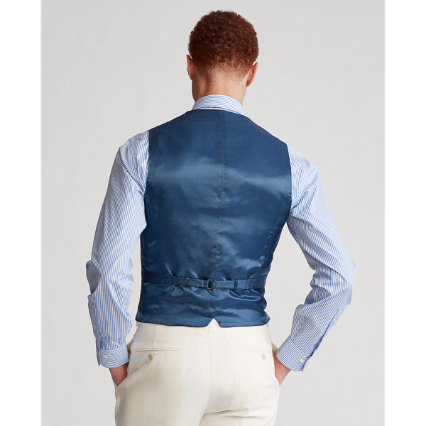 Washed Blue Linen Herringbone Waistcoat Polo Ralph Lauren 4