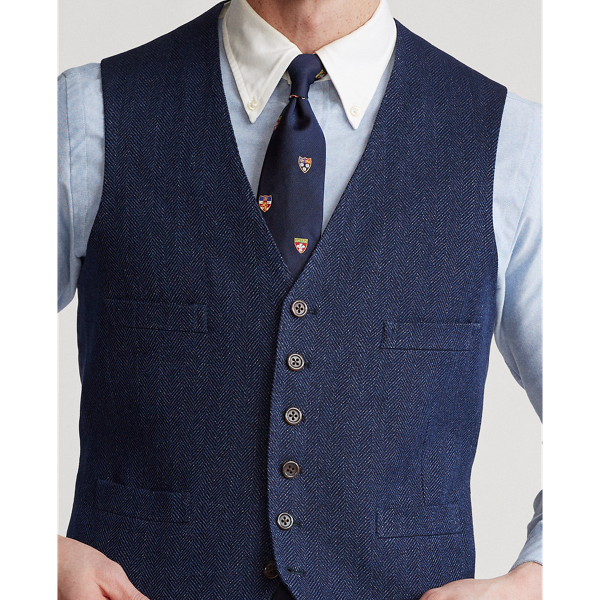 Navy/Blue Herringbone Waistcoat Polo Ralph Lauren 5