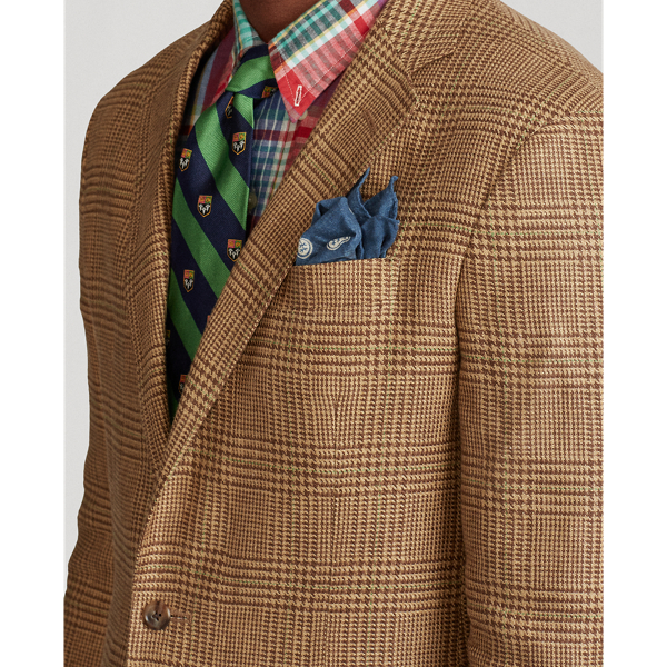 Tan/Camel/Green Glen Plaid Linen Sport Coat Polo Ralph Lauren 6