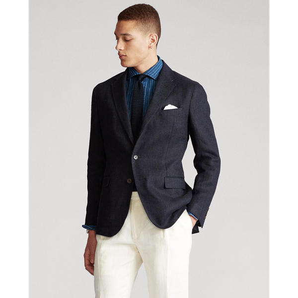Navy/Black Linen Herringbone Sport Coat Polo Ralph Lauren 4