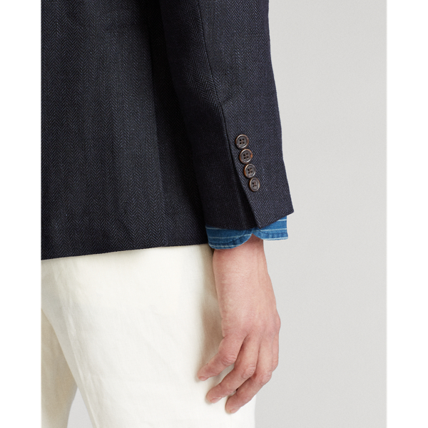 Navy/Black Linen Herringbone Sport Coat Polo Ralph Lauren 7