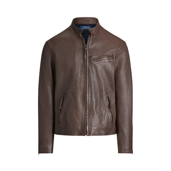 Squire Brown Leather Cafe Racer Jacket Polo Ralph Lauren 2