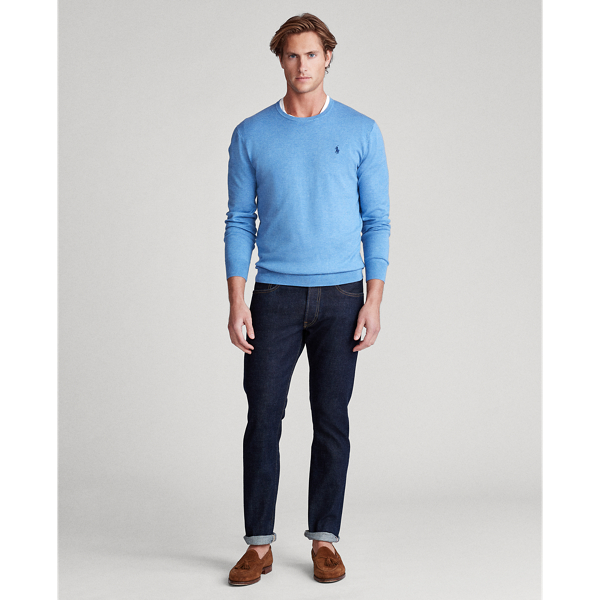 Soft Royal Heather Slim Fit Cotton Crewneck Jumper Polo Ralph Lauren 3