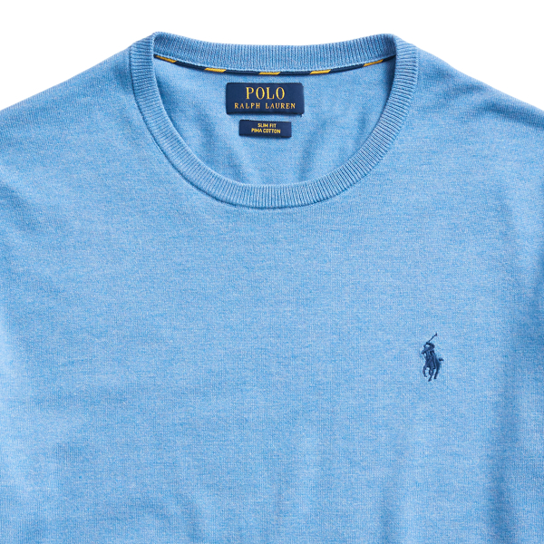 Soft Royal Heather Slim Fit Cotton Crewneck Jumper Polo Ralph Lauren 6