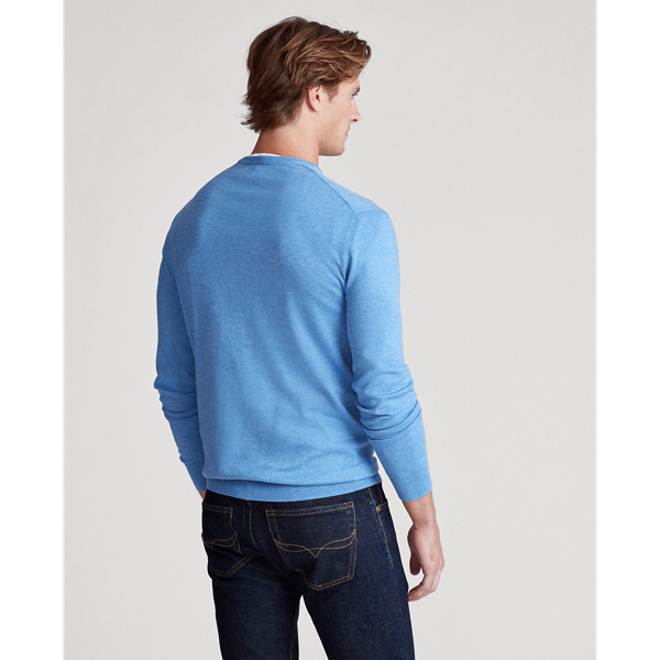 Soft Royal Heather Slim Fit Cotton Crewneck Jumper Polo Ralph Lauren 4