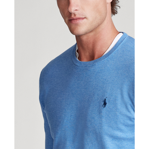 Soft Royal Heather Slim Fit Cotton Crewneck Jumper Polo Ralph Lauren 5
