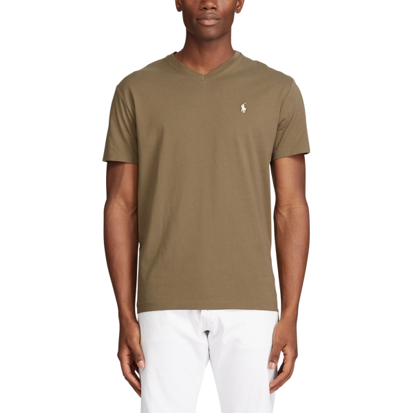 Canopy Olive Custom Slim Fit Jersey V-Neck T-Shirt Polo Ralph Lauren 3