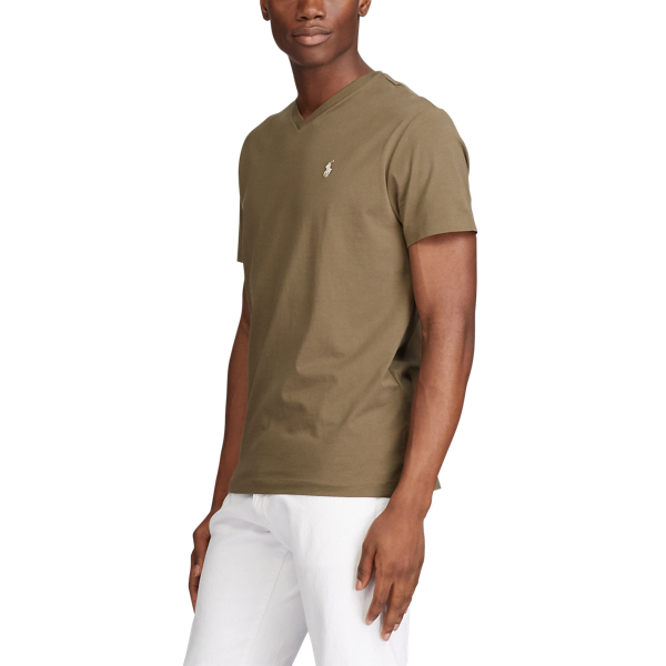 Canopy Olive Custom Slim Fit Jersey V-Neck T-Shirt Polo Ralph Lauren 5